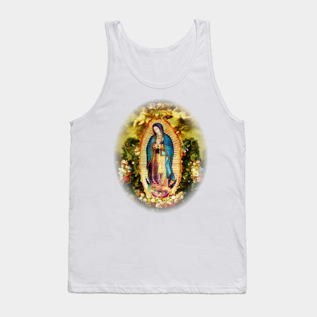 Our Lady of Guadalupe Mexican Virgin Mary Mexico Aztec Tilma 20-105 Tank Top by hispanicworld